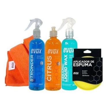 Imagem de Kit limpeza evox shampoo cera limpador + flanela - marca, Sem Variação