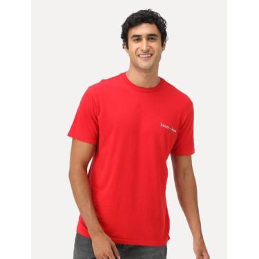 Imagem de Camiseta Tommy Jeans Masculina Classic Linear Chest Vermelha, M/M