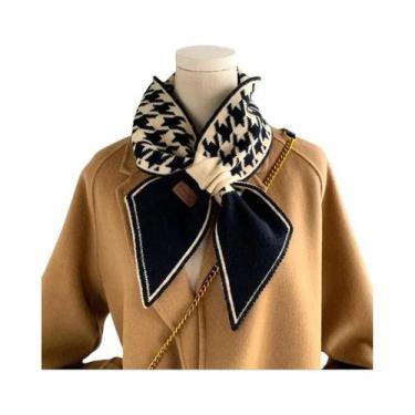Imagem de Lenço Feminino Xadrez De Caxemira Com Gravata Longa E Justa De Malha B