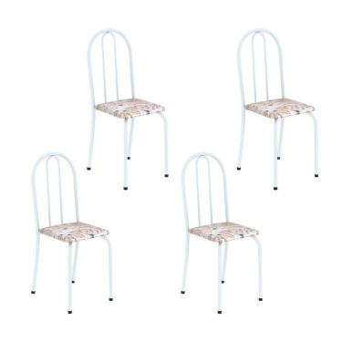 Imagem de Kit 4 Cadeiras Tubular 89x37x42 Cm Ane B Botanic Bege / Branco