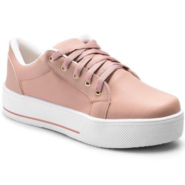 Imagem de Tenis Lumiss Feminino Casual Sapatenis Confort T1 (36, Sintético nude)