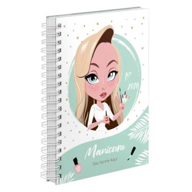 Imagem de Agenda Comercial 2026 Personalizada Capa Dura Manicure Loira Cores (Verde)