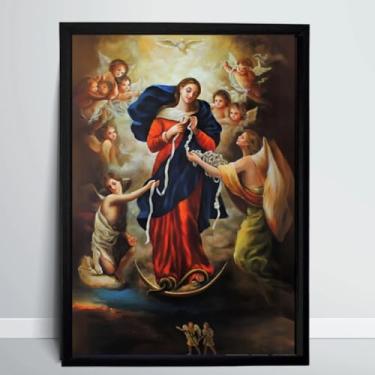 Imagem de Quadro Religioso Nossa Senhora Desatadora dos Nós Com Moldura A4 Proteção Acetato