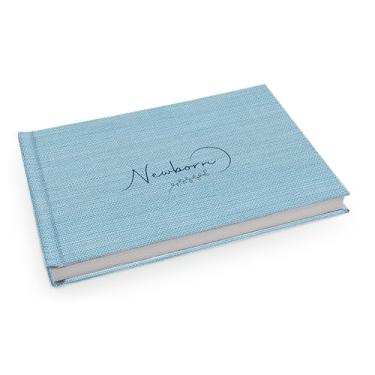 Imagem de Álbum de fotos Ical, encadernação fotolivro autocolante, folhas de papel rígido branco, para 20 fotos 15x21cm horizontal - linha Instalivro - modelo newborn azul com textura - 756 NEW