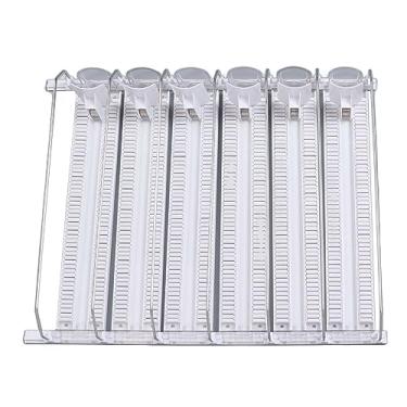 Imagem de Cryfokt 6 Linhas Organizador de Máquinas de Bebidas de Refrigerante Auto -empurradas Com Divisores de Largura Ajustáveis, Bebida Automática Pode Dispensar o Slide Fácil, Grande (WHITE)