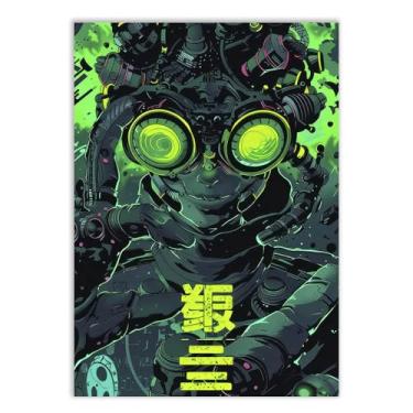 Imagem de Placa Decorativa Anime Personagem Cyberpunk Ilustração Verde Decoração Poster Quarto Sala