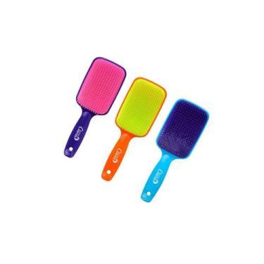Imagem de 3 Escovas P/ Cabelos Flex Color Cerdas Flexíveis Coloridas - SANTA CLA