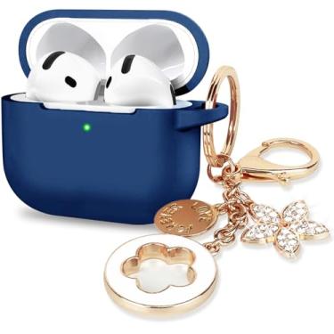 Imagem de Capa para Apple Airpods 4 - VOTILE Airpods 4 capas 2024 capa feminina silicone iPods 4 fones de ouvido acessórios sem fio capas de carregamento meninas chaveiro brilhante para Airpod iPods 4ª geração