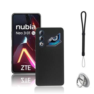 Imagem de NOUKAJU Capa para Nubia Neo 3 GT, capa protetora de TPU, função de suporte, suporte ajustável, antiqueda, à prova de choque, capa protetora para Nubia Neo 3 GT (preto)