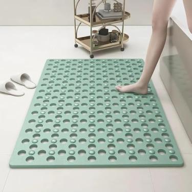 Imagem de Tapete de banheira antiderrapante 80 x 45 cm - 200 + ventosas, tapete de chuveiro de PVC de secagem rápida com orifícios de drenagem - antiderrapante para banheiro, tapete lavável na máquina
