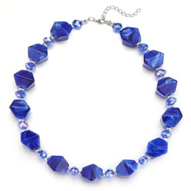 Imagem de Errally Colares de contas grossas para mulheres, colar boêmio, com contas coloridas de cristal de resina, presentes de aniversário, bijuterias para mulheres, Resina, Sem Pedra Preciosa