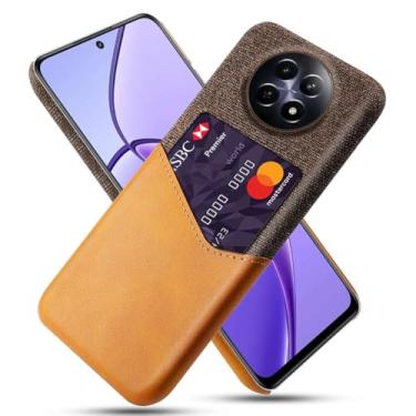Imagem de Capa para Realme 12 5G,Anti-deslizamento,Proteção contra quedas de 360°,Resistência à impressão digital,Tela e caso de couro PU com 1 slot de cartão atrás-Brown