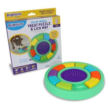 Imagem de Brightkins Quebra-cabeça de roda colorida e tapete de lamber, tabuleiro de quebra-cabeça ao ar livre, brinquedos interativos para cães, aniversário de cachorro, tigelas de alimentação lenta de