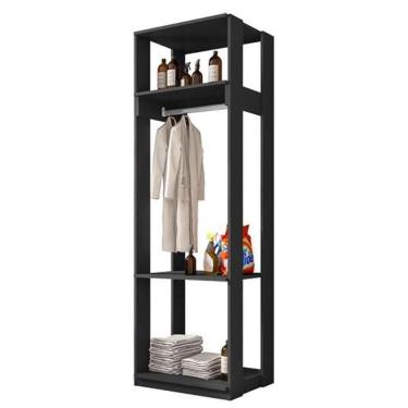 Imagem de Guarda Roupa Closet Com Prateleiras Titan Preto - Fdecor
