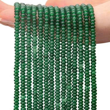 Imagem de AUREHEN 2 fios (300 peças) contas de jade rondelle verdes, 2 * 4 mm pedras preciosas espaçadoras soltas contas de disco de ábaco para pulseira faça você mesmo, colar, brincos, fabricação de joias, kit