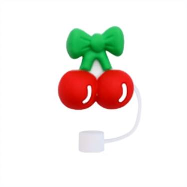 Imagem de Tampa Protetora de Silicone para Canudo 10mm, Acessórios para Copo Garrafa Stanley (Cereja 1)