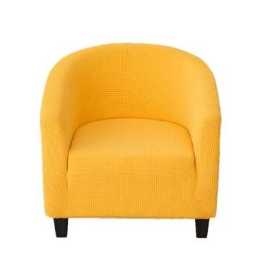 Imagem de CRFATOP Capa macia para cadeira de clube, capa elástica para cadeira de barril, jacquard, capas redondas para sofá, poltrona, elastano, protetor de móveis removível para sala de estar, amarelo