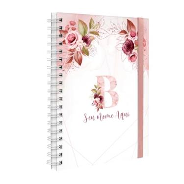 Imagem de Agenda Planner Semanal Plus 2026 Personalizada Monograma Floral Letra B (Branco E Rosa)