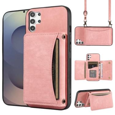 Imagem de Capa de telefone para Samsung Galaxy S25 Ultra 5G Capa carteira com alça de ombro transversal, bolso fino para cartão bolsa flip para celular S25Ultra 25S S 25 25Ultra 6.9 2025 meninas mulheres rosa