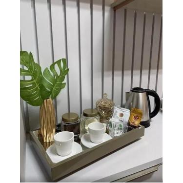 Imagem de Bandeja Decorativa Espelhada Laqueada Fendi Bar Sala Taças - JONIEL DE