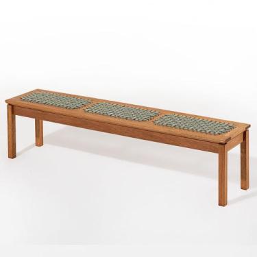 Imagem de Banco Trama 3 Lugares Stain Jatobá Corda Verde Oliva 180cm - 78560 - S