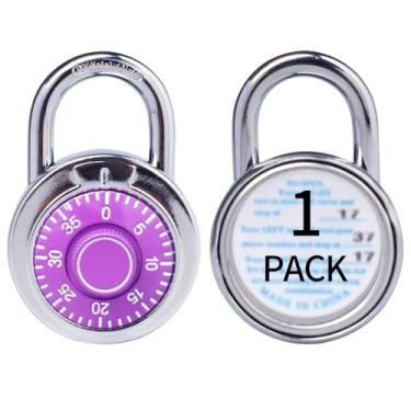 Imagem de XanHen Cadeados combinados com corpo de metal, uso interno para armários de academia e escola, roxo, 1 pacote