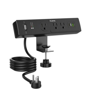 Imagem de Braçadeira de mesa Power Strip PLUGTUL de 6 pés com 3 tomadas e portas