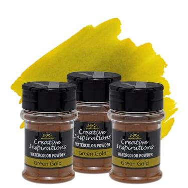 Imagem de Creative Inspirations Tinta aquarela em pó pacote com 3 - garrafa coqueteleira de 38 g, ouro verde - pigmentos cristalinos solúveis em água à base de corante - não tóxico, perfeito para efeitos