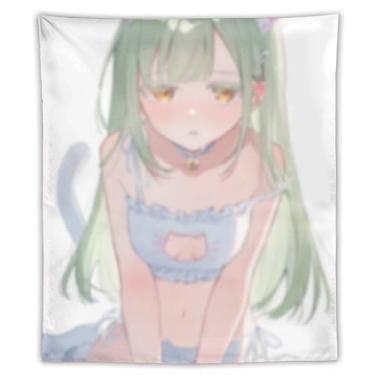 Imagem de LIEGBMEU Tapeçaria sexy de anime menina 127 x 152 cm arte de colcha de parede decoração de tapeçaria caprichosa AF163