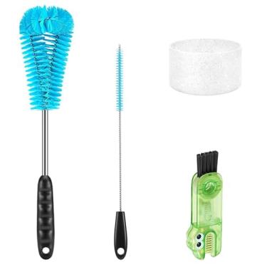 Imagem de Conjunto de 4 escovas de limpeza de garrafas, incluindo escova longa para garrafa de água, escova de canudo e escova multifuncional 3 em 1, adequado para copos Stanley, mamadeiras, canecas de viagem