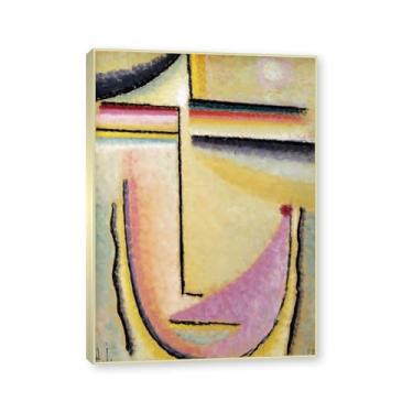 Imagem de NHLDZYH Moldura de champanhe. Impressões de arte Alexej von Jawlensky - Pintura de retrato - (cabeça abstrata 18) - Pôster de decoração de parede vintage. 50 x 70 cm - 19,6 x 27,5 pol