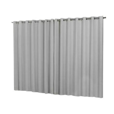 Imagem de Cortina Lisboa Blackout 3 Metros Modelo Branco Gelo Sala