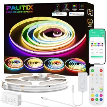 Imagem de PAUTIX Fita de luzes LED RGB Smart IC COB, funciona com Alexa/Google Assistant, 20 pés/6,1 m endereçável com certificação UL 24 V fita flexível colorida multicolorida, para armário, TV, quarto, festa