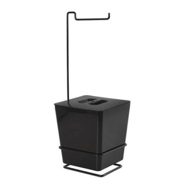 Imagem de Lixeira Com Suporte Para Papel 5l Neo Preta Banheiro Forma