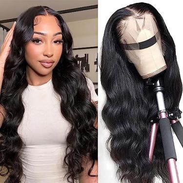 Imagem de Perucas frontais onduladas 33 x 4 cabelo humano pré-arrancadas HD transparente lace frontal com cabelo de bebê 180% densidade 9A perucas brasileiras sem cola frontal para mulheres preto natural 81 cm