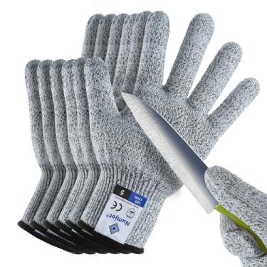 Imagem de Numjot Luvas de corte, 2 pares de proteção de grau alimentício nível 5, luvas de corte de cozinha seguras para descascar ostras, processamento de filé de peixe, fatiar bandolim, corte de carne e