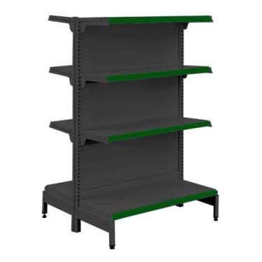 Imagem de Gôndola Prateleira Preta 4 Níveis 40x30 New Plus 1,40 Central Inicial 