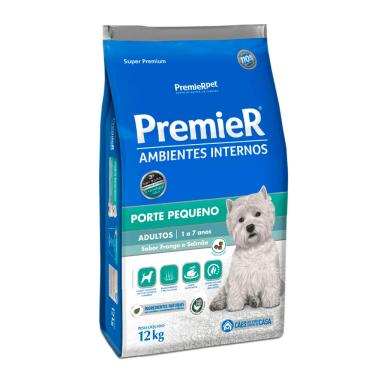 Imagem de Ração Premier Ambientes Internos Cães Adultos Raças Pequenas Frango e Salmão 12 kg