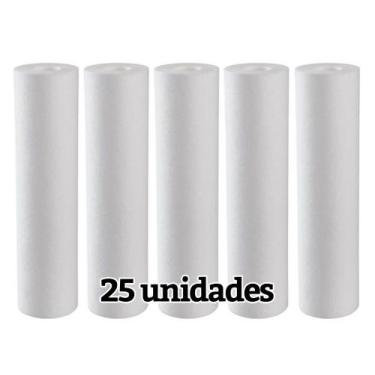 Imagem de Kit 25 Filtro Refil Cartucho Polipropileno Liso 10 5 Micras - BR Fish 