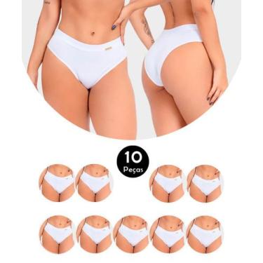 Imagem de Kit 10 Calcinha IMI Lingerie Em Algodão Ivy Branca, GG, Branco