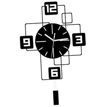 Imagem de IEUDNS Relógio de parede com pêndulo oscilante, analógico, sem -taque, fácil leitura, silencioso, para café, fazenda, loja, escritório, quarto, Preto 30cmx50cm