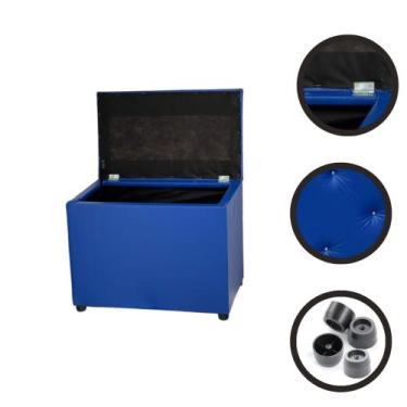 Imagem de Puff Baú Retangular Espaçoso Guarda Objetos Brinquedos Livros - Realiz