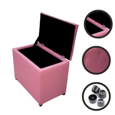 Imagem de Puff Baú Retangular Espaçoso Moderno Confortável Apoio - Realizar, Ros