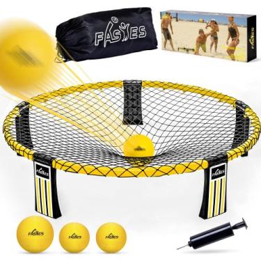 Imagem de Conjunto de jogos Roundnet Fastes Outdoor com 3 bolas, rede e bolsa