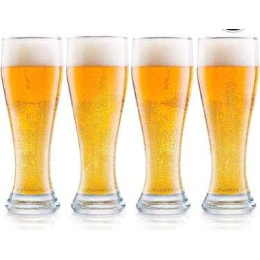 Imagem de AMBSS SYS Pacote com 4 copos de cerveja clássicos para pub Pilsner - Use para vinho, coquetéis, champanhe, smoothies de frutas, churrasco, entreter convidados, copo de cerveja artesanal e IPA lavável