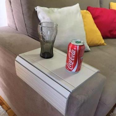 Imagem de Esteira Bandeja Suporte Reto ível para Braço Sofá Branca - OUTRAS MARC
