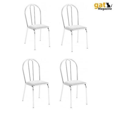 Imagem de Kit 4 Cadeiras Lisboa Cromada Para Cozinha Ou área Gourmet-assento Sin