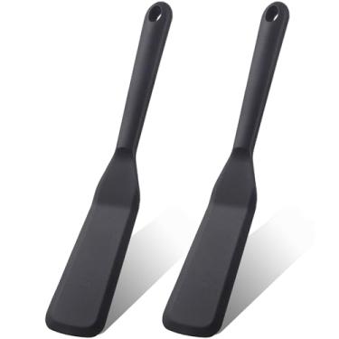 Imagem de 【Pacote com 2】Espátula pequena de silicone para panelas antiaderentes, mini espátulas finas para panquecas, omeletes, crepes, brownies – Espátulas pequenas flexíveis resistentes ao calor para uso na