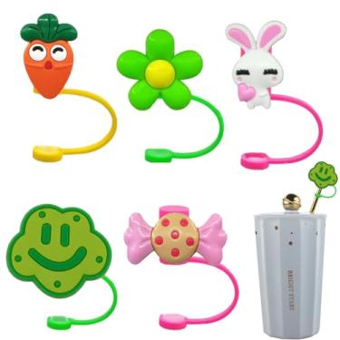 Imagem de Capa de palha Stanley super fofa de silicone trevo, coelho, pintinho, tampa de palha compatível com copo Stanley de 30 e 4 onças com alça, topo de palha reutilizável à prova de poeira de 1 cm (dia de