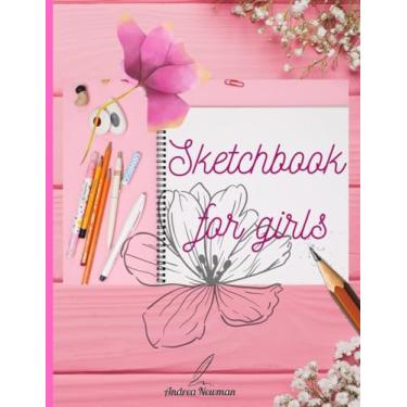 Imagem de Sketchbook for girls: Cute large notebook for drawing with different pencil background, 100 pages 8.5 x11
